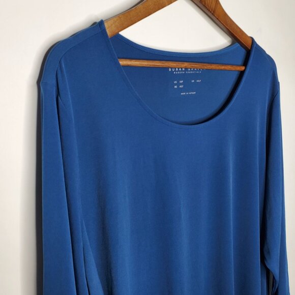 Susan Graver Womens Modern Essentials Liquid Knit A Line Tunic Top size 3XP Blue - Picture 2 of 9